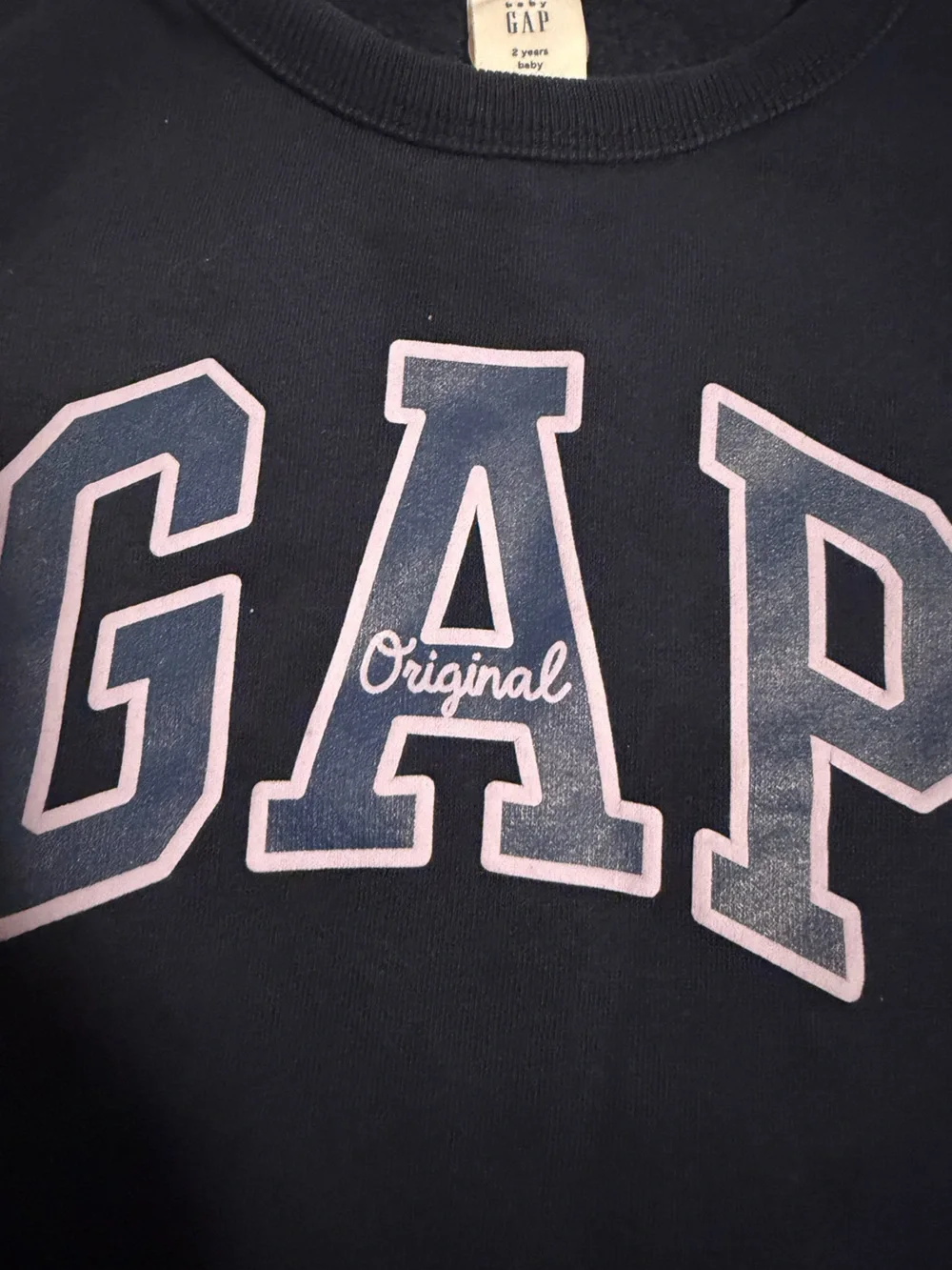 GAP toddler girl Navy Crewneck Sweatshirt with Lilac Logo